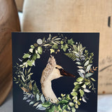 Navy Swan Wreath Greeting Card