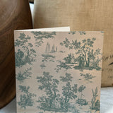 Turquoise Toile de Jouy Greeting Card