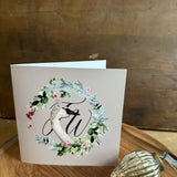 Christmas Swan Beige Greeting Card