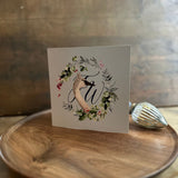 Christmas Swan Blue/Green Greeting Card